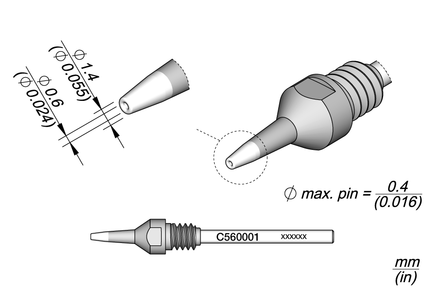 C560001 - Through-hole Desoldering Tip Ø 0.6